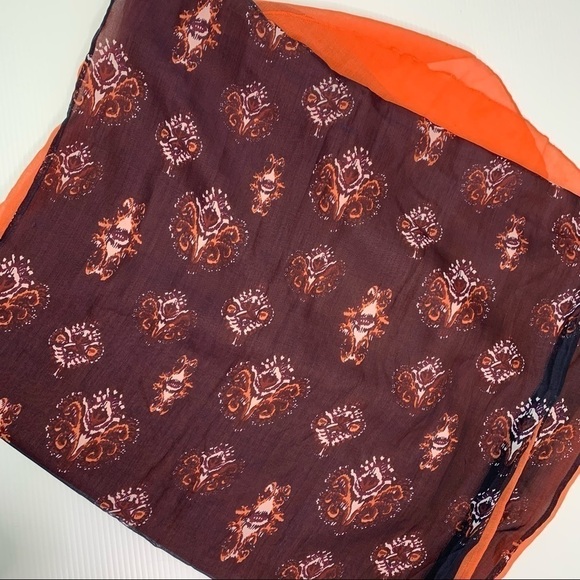 Boho Scarf Double Sheer Layer 74" Long Floral Medallion - Picture 6 of 9